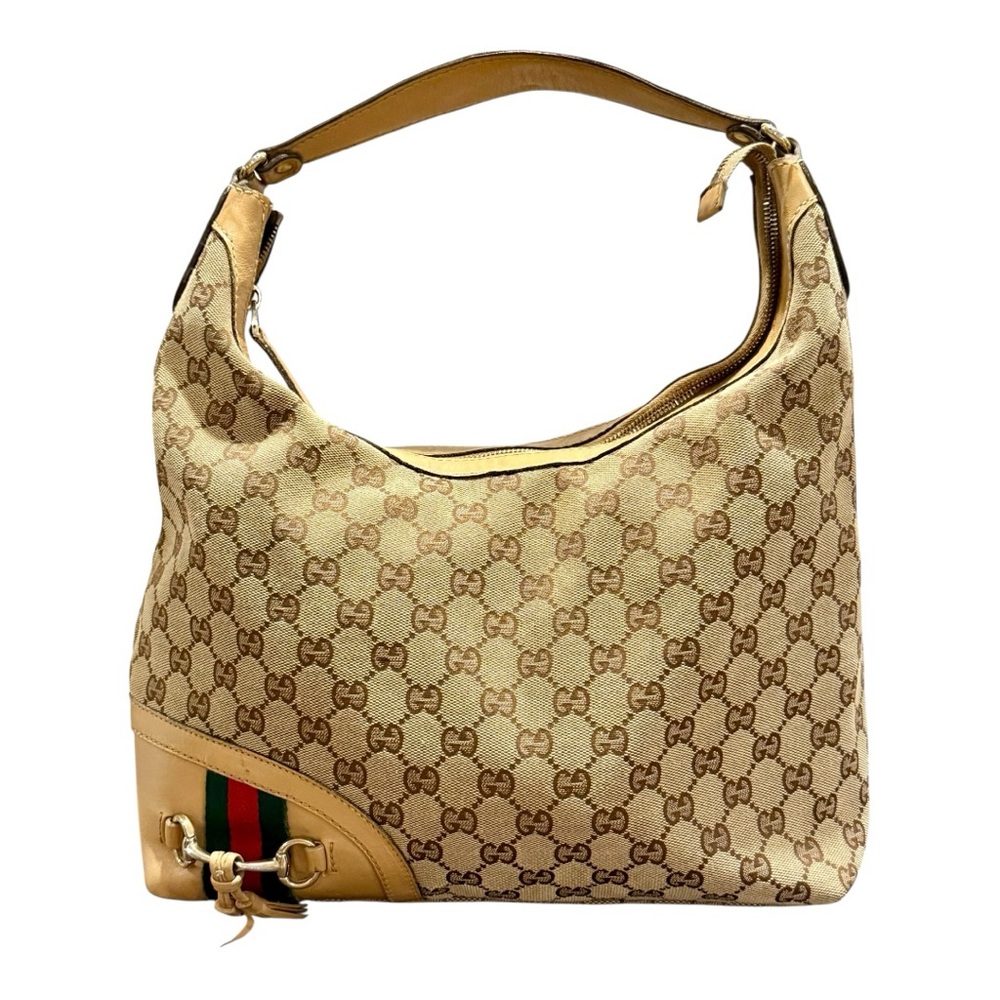 GUC - Vintage Gucci Medium Horseshoe Tassel Monogram Shoulder Bag